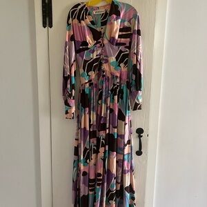 Vintage 1970s Leo Narducci abstract print wide leg jump suit